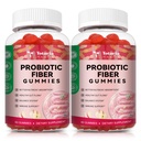 9-in-1 Probiotic Fiber Gummies for Adults & Teens 16G Fiber per Serving, Psyllium Fiber Supplement with 5 Billion CFU Bacillus Coagulans, Inulin, ACV for Digestive, Gut & Immune Wellness - 2 Bottles