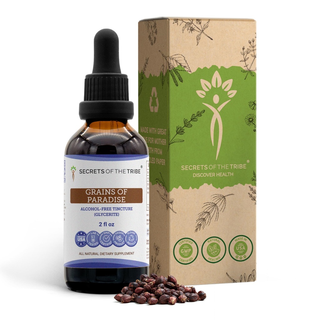 Grains of Paradise Tincture Alcohol-Free Liquid Extract, Grains of Paradise (Aframomum melegueta) Dried Seeds (2 FL OZ)