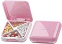 Caixa de pílulas pequena DUBSTAR, Caixa de pílulas bonito - Organizador diário de pílulas de viagem, Portable Pretty Pill Container para bolso de bolsa, Titular de medicina compacta para vitaminas, óleo de peixe, suplementos (rosa)