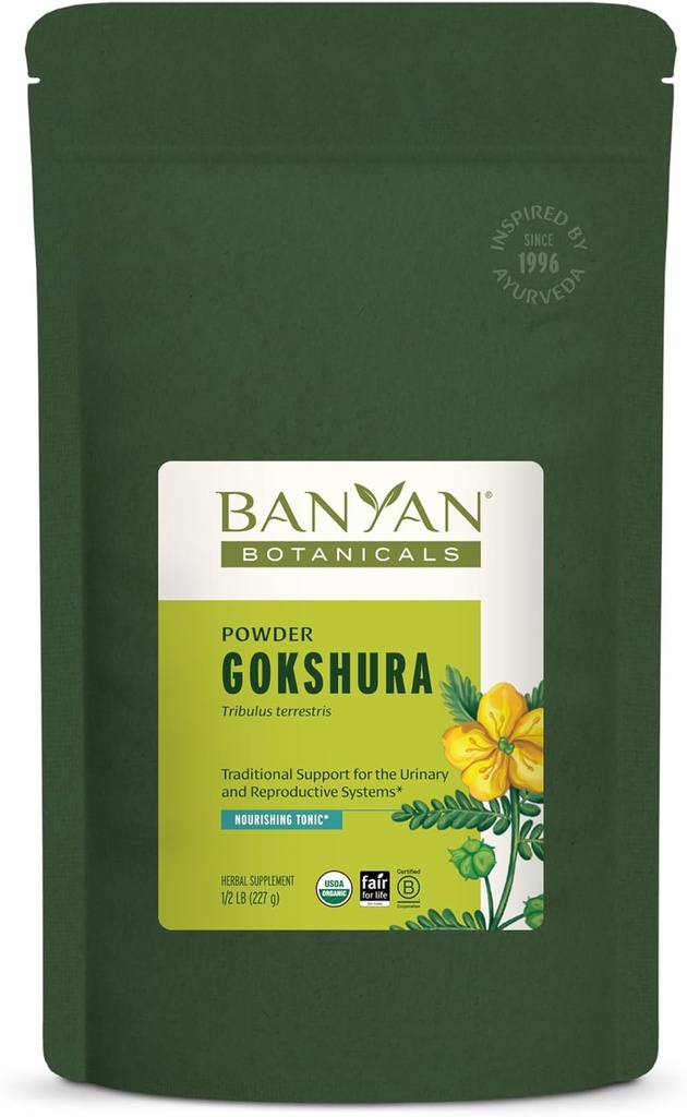Banyan Botanicals Gokshura Powder - Organic Gokshura Fruit (Tribulus Terrestris) Powder - Men 's Vitalitas Suplemen - Supports Urinary Health * - ½ lb.