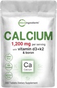 Mikro Osagaiak Calcium 1,200mg D3 eta K2, 300 Tabletekin | Calcium Supplements for Women and Men | Mineral Complex Support Bone, Teeth, Colon & Cardiovascular Health | Non-GMO, Gluten-Free