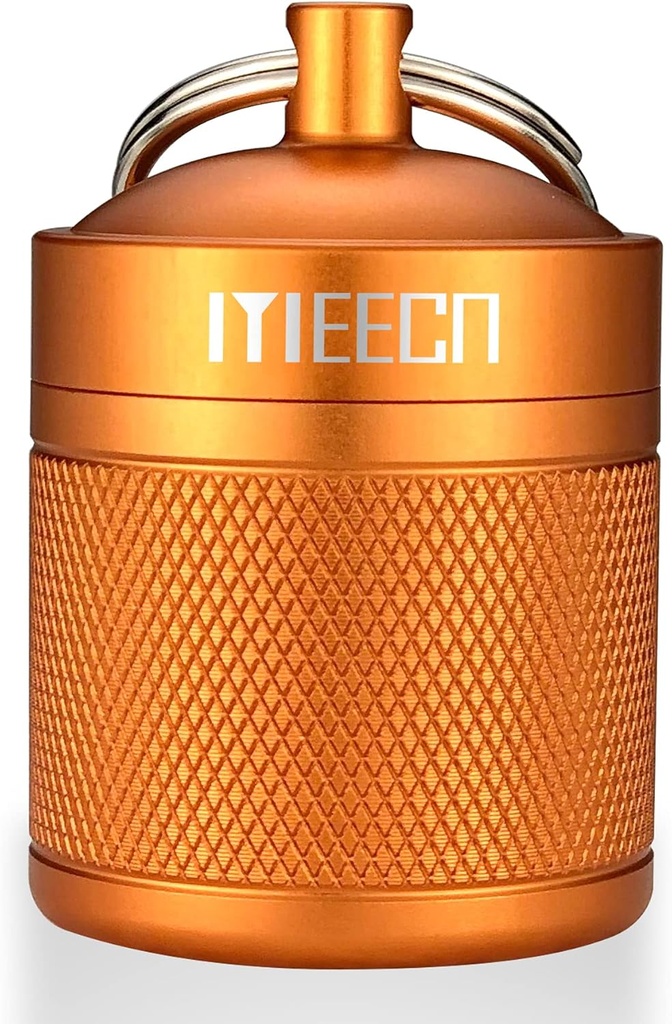 Keychain Pill Holder, Box, Alumínium, Vízálló Konténer, Pill Organizer Outdoor Travel Camping, Méret: 1.6 x 1,6 x 2 in (Narancs)