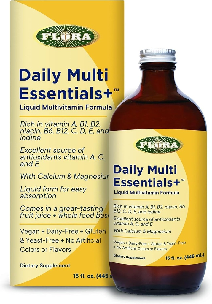 Флора - Daily Multi Essentials+, Liquid Multiвитамин Formula, 13 Essential Vitamines & Minerals, 15 Fl Oz