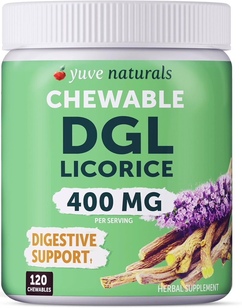 Chewable Ultra-Pure DGL Licorice Tablets 4000 mg - Mag, Gut & Intestinal Relief - Natural Acid Reflux Formel - 10:1 Deglycyrrhizinated Licorice Root Extract - 120 Chewables