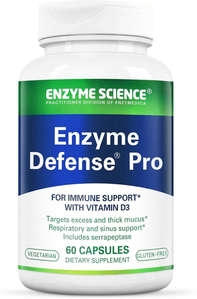 Enzime Science Enzyme Defense Pro, 60 Capsules-Immunity Support Supplement - Formulado con vitamina D3, L-Lysina, calcio, e soporte de dixestión de proteasasa-encima - Immune System