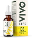 Vivo Life - Vitamin D3 K2, 50ml flydende kompleks dråber, 2000iu af D3, Vegansk sundhed supplement til mænd og kvinder, 100 Servering