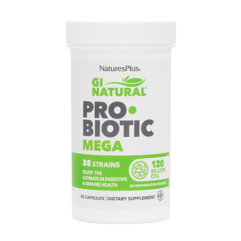 NaturesPlus GI Natural Probiotic Mega - 30 Capsules - Digestive & Immune Health - Gluten Free - 30 Servings