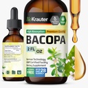 BIO KRAUTER Bacopa Monnieri Drops - Brain Support Brahmi Supplements - Liquid Bacopa Supplements - Alkohol & Zucker kostenlos - Vegan 2 Fl.Oz.