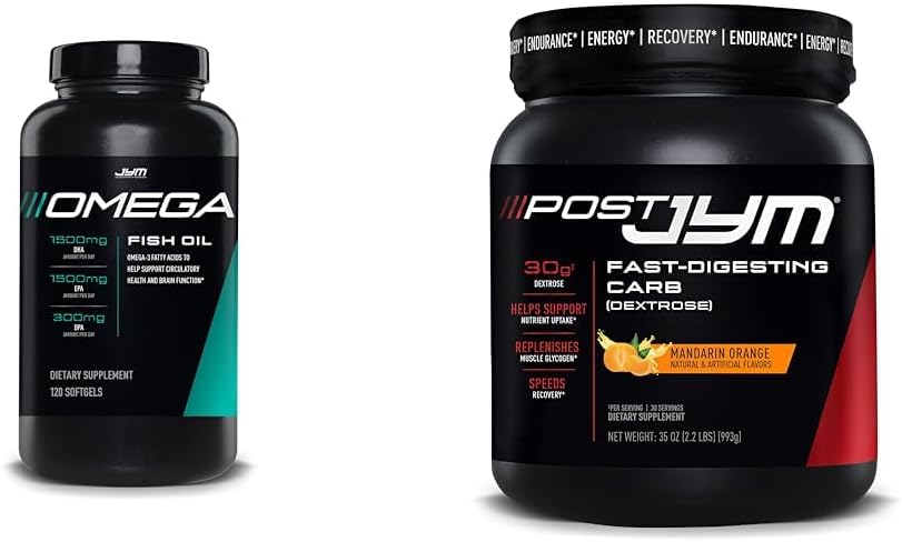 Omega JYM 鱼油 2800mg & Post JYM 肌肉生长与恢复快速碳化物
