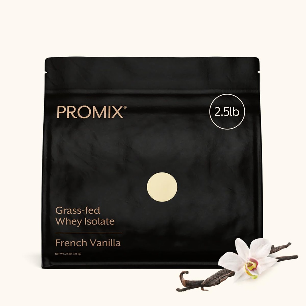 ProMix Nutrition Whey Protein Isolate Powder, Vanilla - Grass-Fed - ­Post Workout Fitness & Nutrition Shakes, Smoothies, Baking & Cooking Recipes - Gluten-Free & Keto-Friendly - 2.5 Pound (Pack of 1)