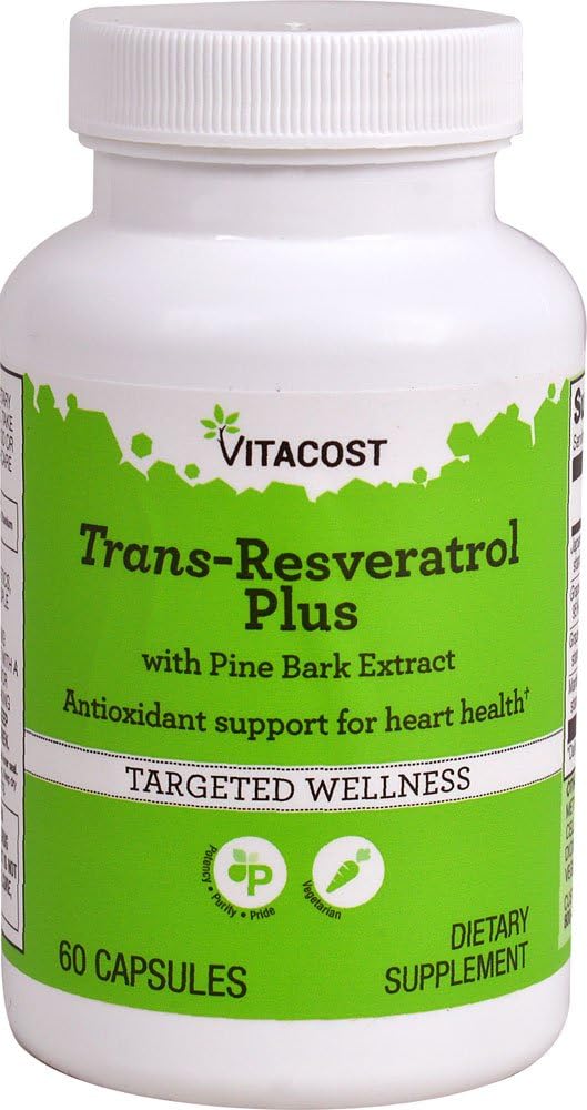 Vitacost Trans-Resveratrol Plus -- 60 Vegetarische Capsules