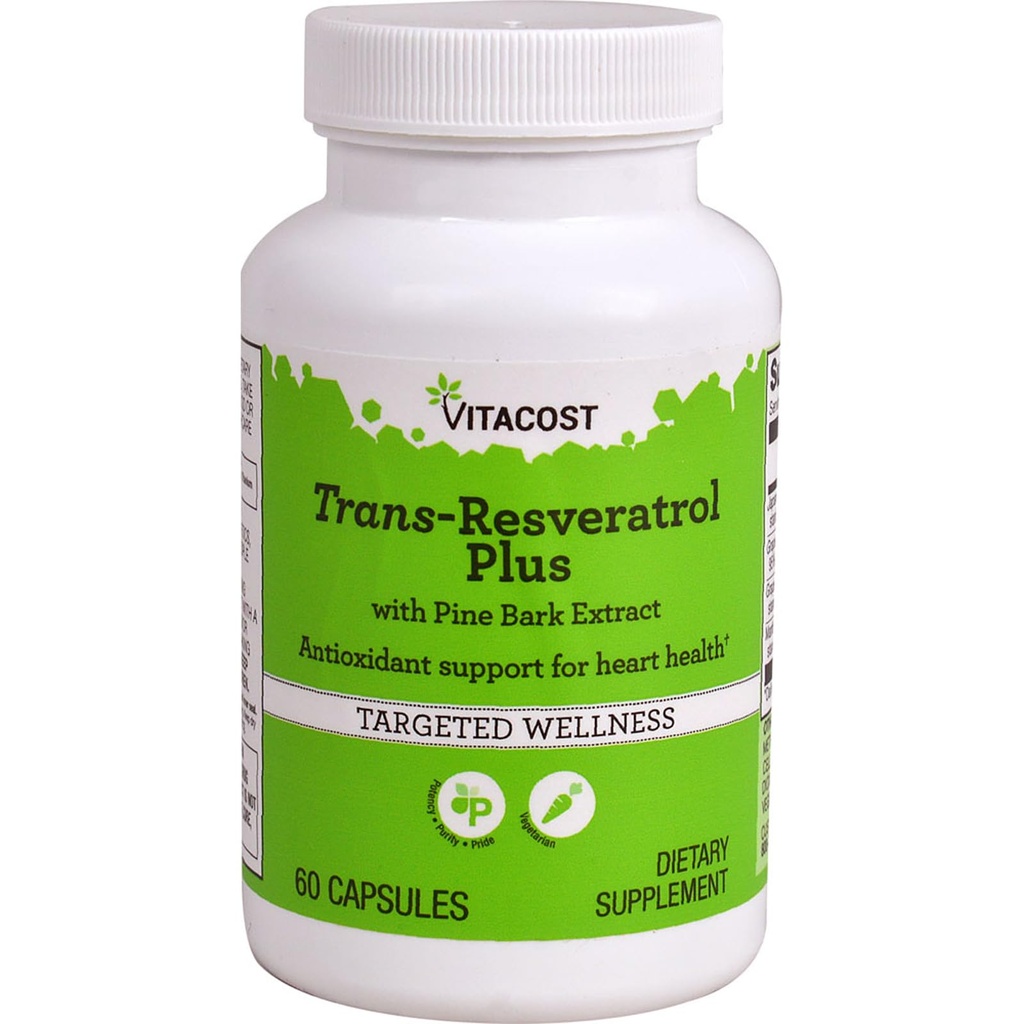 Vitacost Trans-Resveratrol Plus, 60 Capsules