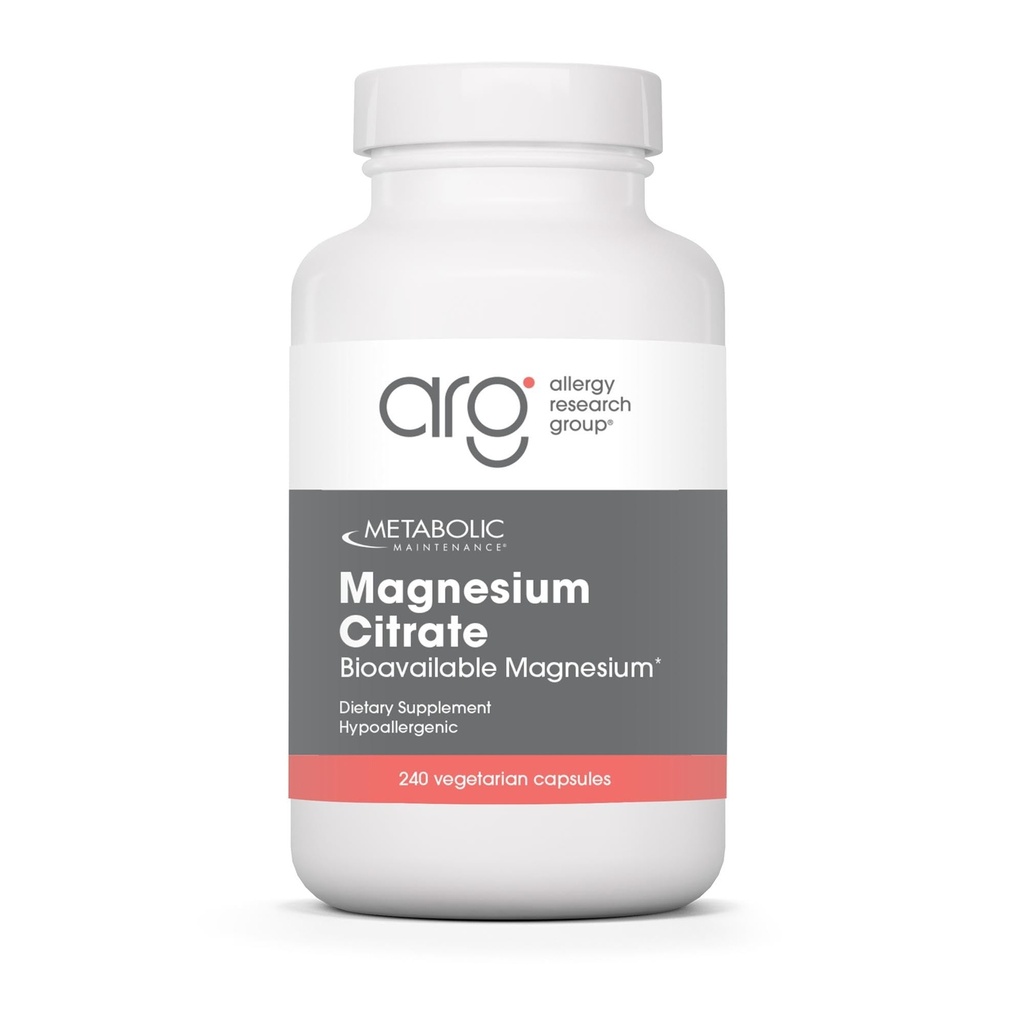 Metabolic Maintenance Magnesium Citrate Capsules - Magnesium Supplement for Calm, Sleep, Muscle & GI Support - with Vitamin C (240 Capsules)
