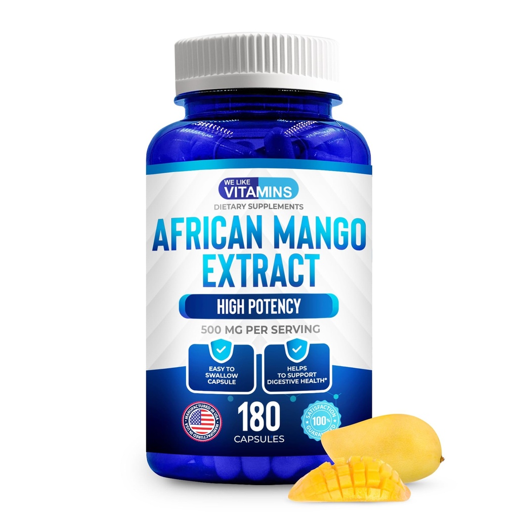 African Mango Extract 500mg - 180 Capsules - 6 Month Supply | Irvingia Gabonensis Seed Extract - Just 1 A Day - Metabolism & Digestion Support
