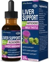 Milk Thistle & Artičoke Extract Liver Support Drops for Mastné pečene, Alcachofa, Curcuma y Cardo Mariano para el Higado Graso, Berberina para Bajar de Peso, Liver Detox & Repair Formula.2oz