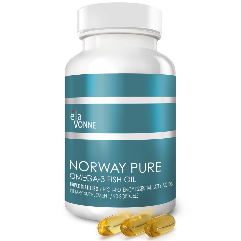 Norway Pure Omega-3 Fish Oil Softgels 2,400mg (90ct) - 4X Concentrated EPA & DHA, Triple Distilled, Burpless, Wild Caught, Skin & Hair, Joints, Heart Health