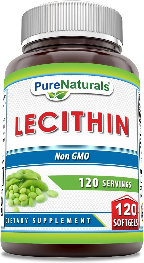 순수 자연 Lecithin 1200 mg Softgels 보충 | 높은 효능 | 비 GMO | 글루텐 무료 (120 개)