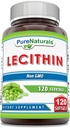 Pure Naturals Lecithin 1200 mg Softgels Priedas, 124; Didelis stiprumas, 124; Non-GMO, 124; Gluten Free (120 Count)