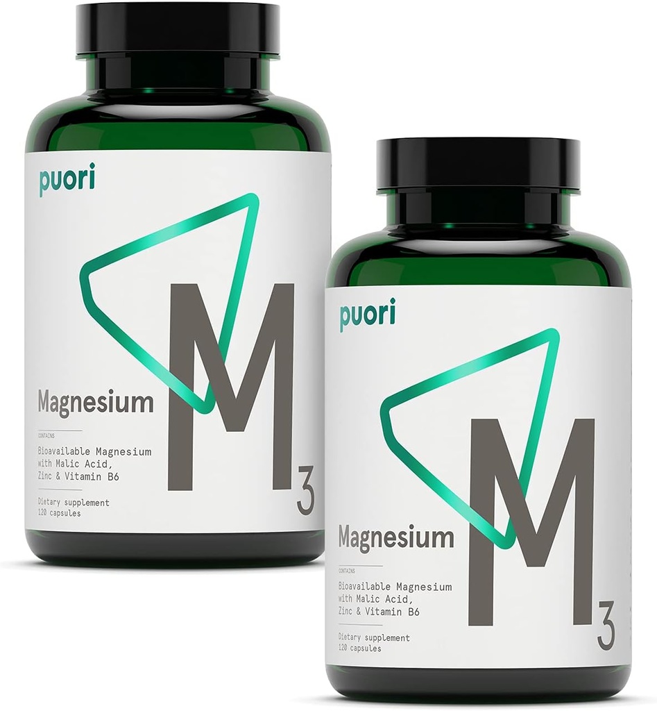 Puori Magnesium Complex Supplement - Υψηλή απορρόφηση Μαγνήσιο Ταυρινικό & Γλουκονικό, Ψευδάργυρος, Βιταμίνη Β6 & Κακό οξύ για την υποστήριξη του ύπνου, ανοσοποίηση & υγεία των οστών & αποκατάσταση των μυών - 240 κάψουλες Vegan