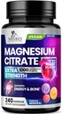 Magnesium Citrate 1000mg Per Serving - 3X Strength Magnesium Supplement for Bone, Muscle, Heart, Natural Sleep Support for Men & Women, Vegan Mag Mineral Pills, Non-GMO, Bottled in USA - 240 Capsules