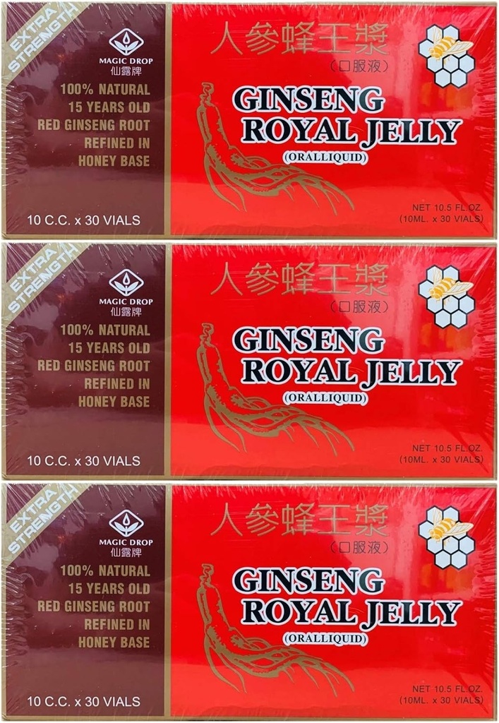 3 Boxes Magic Drop Ginseng Royal Jelly (30 Vials), Total 90 Vials