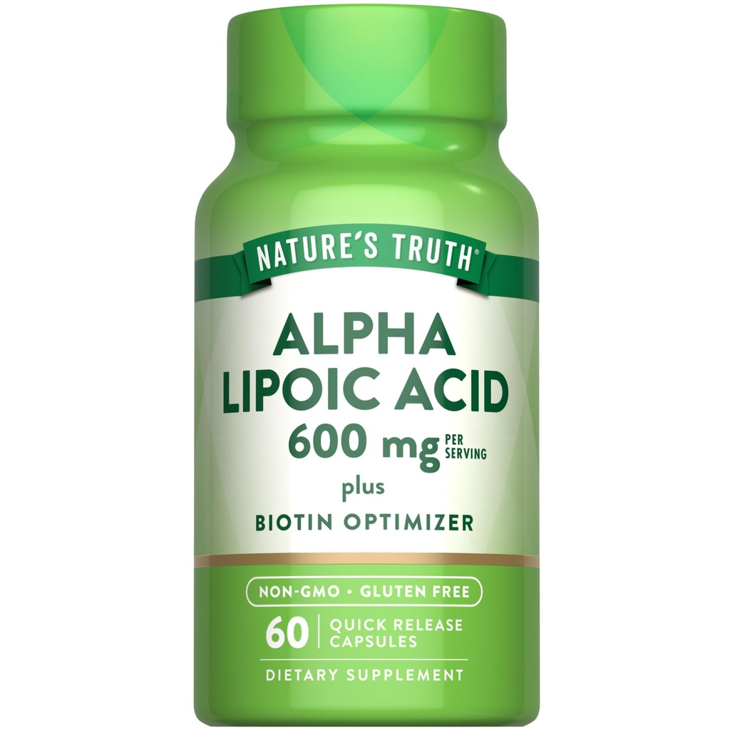Nature's Truth Alpha Lipoic Acid 600mg | plus Biotin Optimizer | 60 Capsules | Non-GMO & Gluten Free Supplement