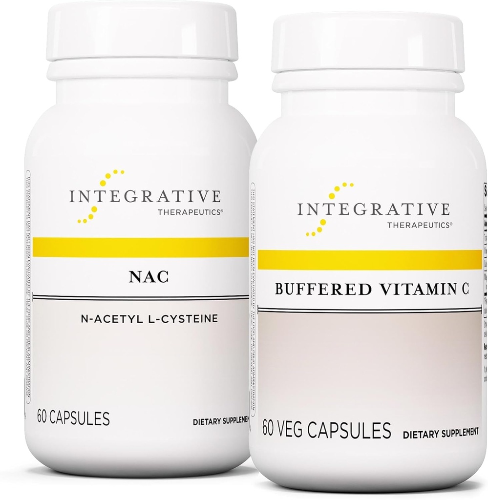 Integrative Therapeutics Bundle with Buffered Vitamin C Capsules 1,000 mg, 60 Vegan Capsules & NAC, 60 Capsules - Immune Supplement with Antioxidant Support* - Support Respiratory & Lung Function*