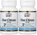 21st Century Healthcare Zinc Citrate Tablets 50mg, 60 Count (Pack of 2)
