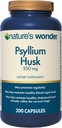 Wonder Psyllium Husk 500 mg capsule per la salute digestiva, fibra vegetale, 200 conte