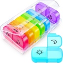 AUVON XL Weekly Pill Organizer 2 φορές την ημέρα με μεγάλο άνοιγμα για εύκολη πλήρωση, AM PM Pill Box 7 ημέρα σε χρώματα ουράνιου τόξου, Φορητή θήκη ταξιδιών για φαρμακευτική αγωγή, βιταμίνες, ιχθυέλαια, συμπληρώματα