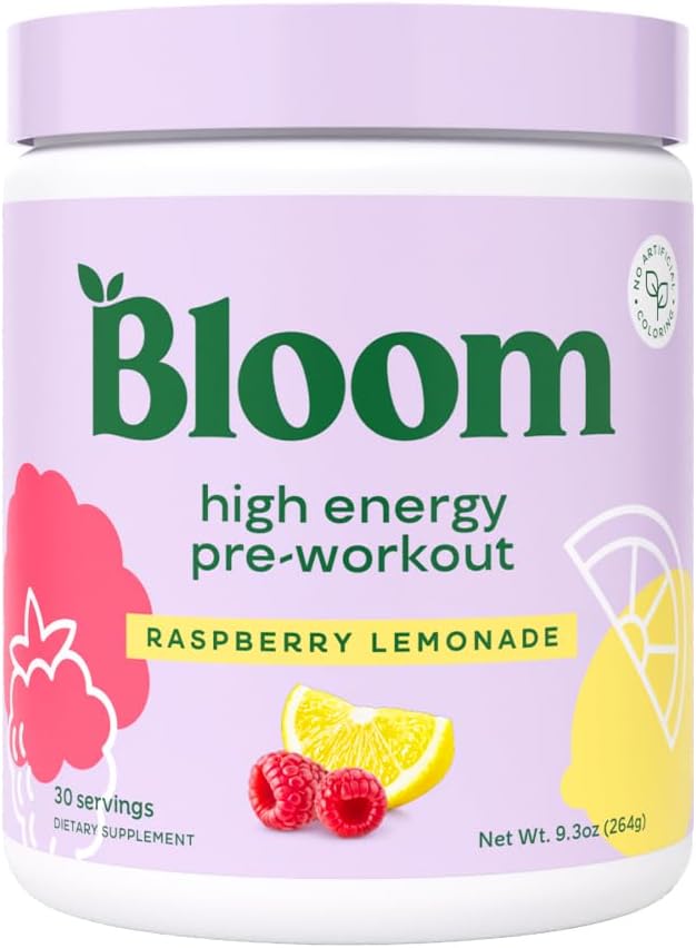 Công ty năng lượng tối ưu Bloom Nutrition Pre Workout with Beta Alanine, Ginseng và L Tyrasine for Amino Emin, caffeine Powder tự nhiên từ Green Tea Rato, Sugar Free Mitter, Raspberry Lemonade
