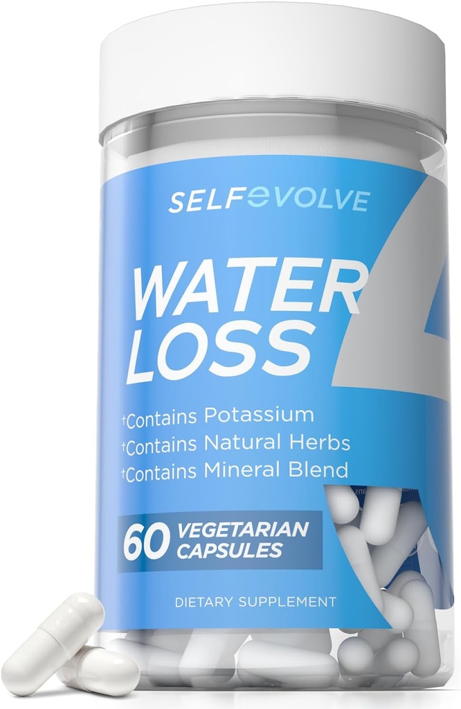 Water Loss - Natural Water Pills for Reducing Water Retention & Bloating Relief with Dandelion Extract, Potasu & 7 Natural Ingredients - 60 Veggie kapsułki