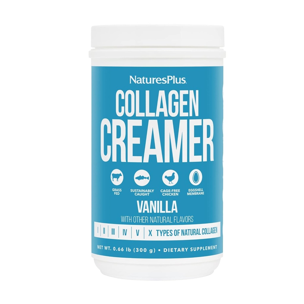 NaturesPlus Collage Creamer, Vanilla - 0.66 lb pulver - hår, hud, negl og felles helse, immunsystemstøtte - ikke-GMO, Glutenfri - 12 Serveringer