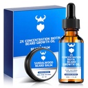 Aceite de crecemento Beard & Balm - Kit de crecemento con 2X Biotina de concentración para homes, ingredientes naturais con aceite de Argan, aceite de Jojoba e vitamina (Sandalwood)