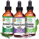 Botanic Choice Passion Flower, Rosemary Leaf, & Gymnema Sylvestre Extracts Bundle – Daily Overall Wellness Kit for Overall Wellbeing (1 fl. Oz. Each)