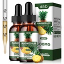 (2 Pack) Magnesium Glycinate Supplement, Liquid Magnesium Glycinate Liquid Drops 500mg-Support Stress Relief, Relaxation, Mood, Sleep, Bone & Muscle-4 Fl Oz, Vegan, Pineapple Flavor