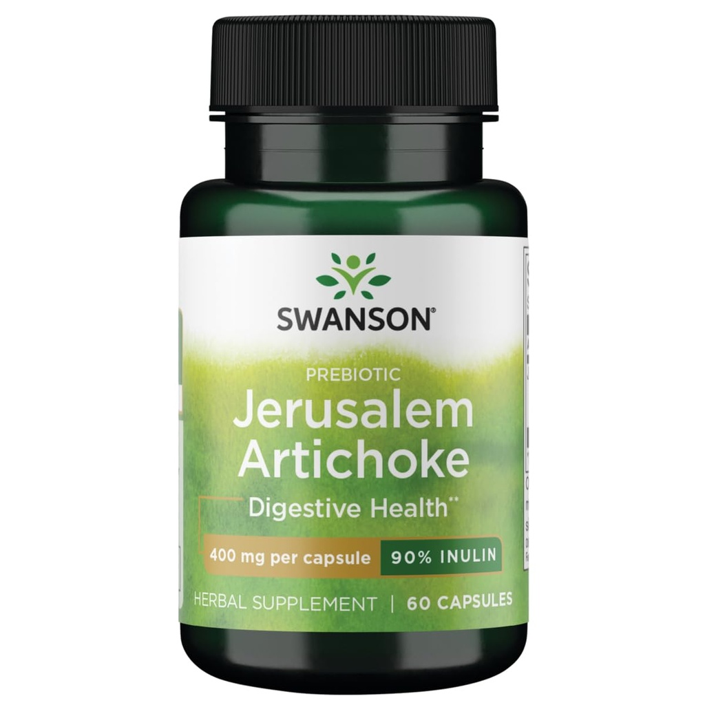 Swanson Full Spectrum Jerusalem Artichoke 400 mg, 60 Capsules | Prebiotic Inulin to Help Support a Healthy Microbiome and Digestive Health in a Convenient Capsule, No Mixing Required