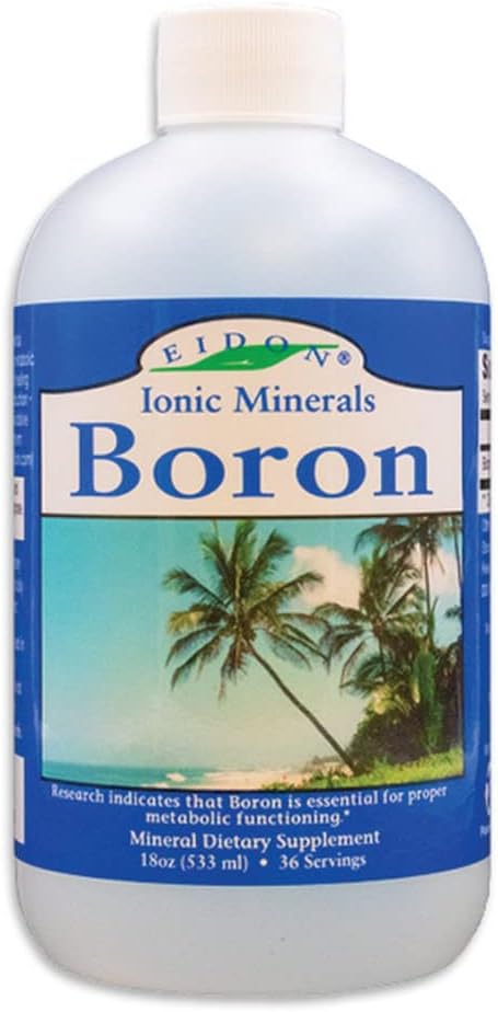 Eidon Liquid Boron Drops - Ионическая минеральная добавка бора, необходимый элемент для поддержания здоровья мозга, биодоступность, отсутствие консервантов или добавок - 18 унций