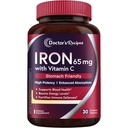Doctor's Recipes Iron Supplement 65 mg with Vitamin C - Maximized Absorption & Stomach Friendly Iron Pills for Red Blood Cells Formation, Heart, Brain & Immunity Health - Vegan Non-GMO 30 Iron Tablets