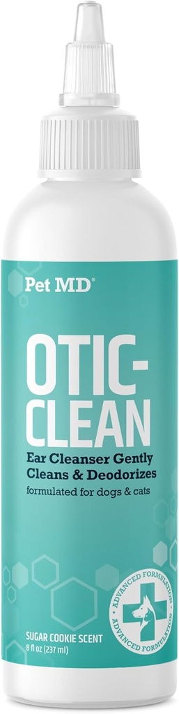 Pet MD Mačka a pes Čistič ucha - Otic Ear Solution for Psy - Pet Ear Cleaner - Cat Ear Cleaner Liquid - Mačka a pes Čistenie riadu - Sugar Cookie Vôňa - 8 oz.