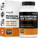 RENEW actives Mushroom Complex 2 Capsules per Serving - 10 Mushroom Blend with Antioksidants for Immune Health & Wellness - Supports Overall Vitalitas & Long- Term Wellness -Made in Canada - 120 Capsules