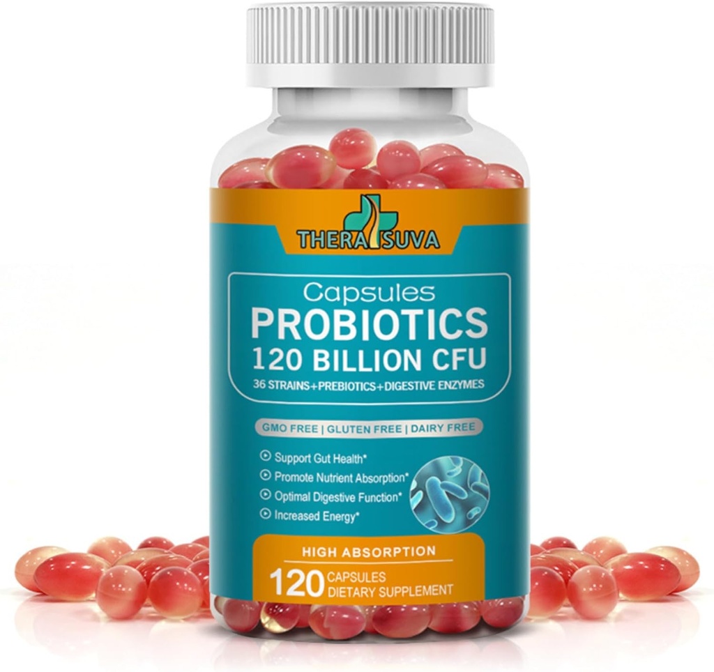 Probiotics 120 억 CFU-36 Strains + 유기 Prebiotics + 궁극적 인 Gut 건강 지원을위한 자연 전체 식품 보충 - 120 Softgels, 60 일 공급