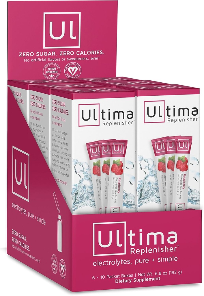 Ultima Hydrating Elektrolyyttijauhe, vadelma, 60 kreivin sticks