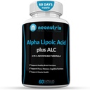 Alpha Lipoic Acid Plus Acetyl L-Carnitine Antioxidant supplement ALA ALC for Healthy Brain Function " Muscle Strength, Focus, Memory " Cognitive Function for Women " - 60 Capsules by Neonutrix