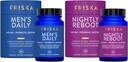 FRISKA Mens & Nightly Probiotic Bundle Between 124; Digestive Enzymes & Probiotics Supplement Between 124; Mężczyzna & Nocna trawa & Bloating Support Between 124; 30 Kapsułki na butelkę