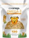 Coromega Kids Omega 3 鱼油补充品,650毫克Omega-3,热带橙色+维生素D,120 单服务挤压包