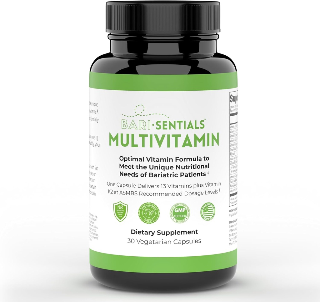 R-Kane Barisentials Bariatric Multivitamins Ekstr- Post Bariatric Gastric Bypass, kol Gastroektomi, DS- Essential Daily Nutrition- 30 Vegetarian Capsules
