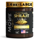 Organic Himalayan Shilajit Resin with Fulvic Acid, Humic Acid, 85+ Minerals- Gold Grade Plus - 100g, 1000 mg Per Serving - Energy, Stamina, Brain Support - Made in The USA