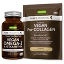 Pure & Essential Vegan Collagen Peptide Protein Powder & Vegan Omega 3 Bundle, Complete Collagen Boosting Formula & Sustainable Algae Oil 1340mg, by Igennus