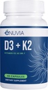 D3+K2 - Vitamina D3 K2 Supliment pentru femei și bărbați - 60 Capsule vegetale - cu extract Bioperine Black Pepper - Sprijină Absorbția maximă de calciu și inima și sănătatea osoasă - Made in the USA